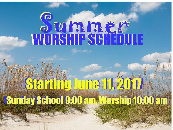 Summer 2017 schedule